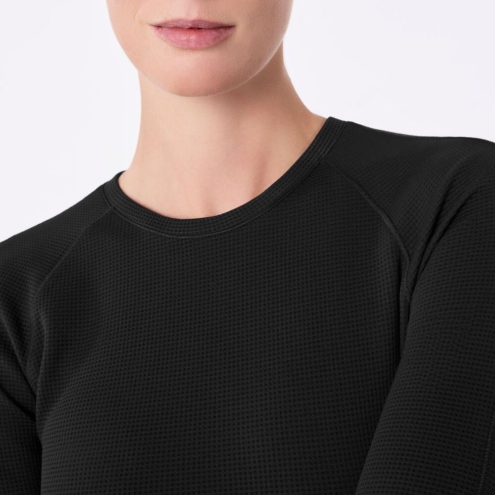 FIGS Waffle Knit Underscrub Crew Neck Black Womens M NEW - Picture 3 of 13